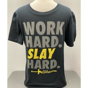 Son Of Zorn Work Hard Slay Hard T-Shirt Medium Jason Sudeikis Office Comedy
